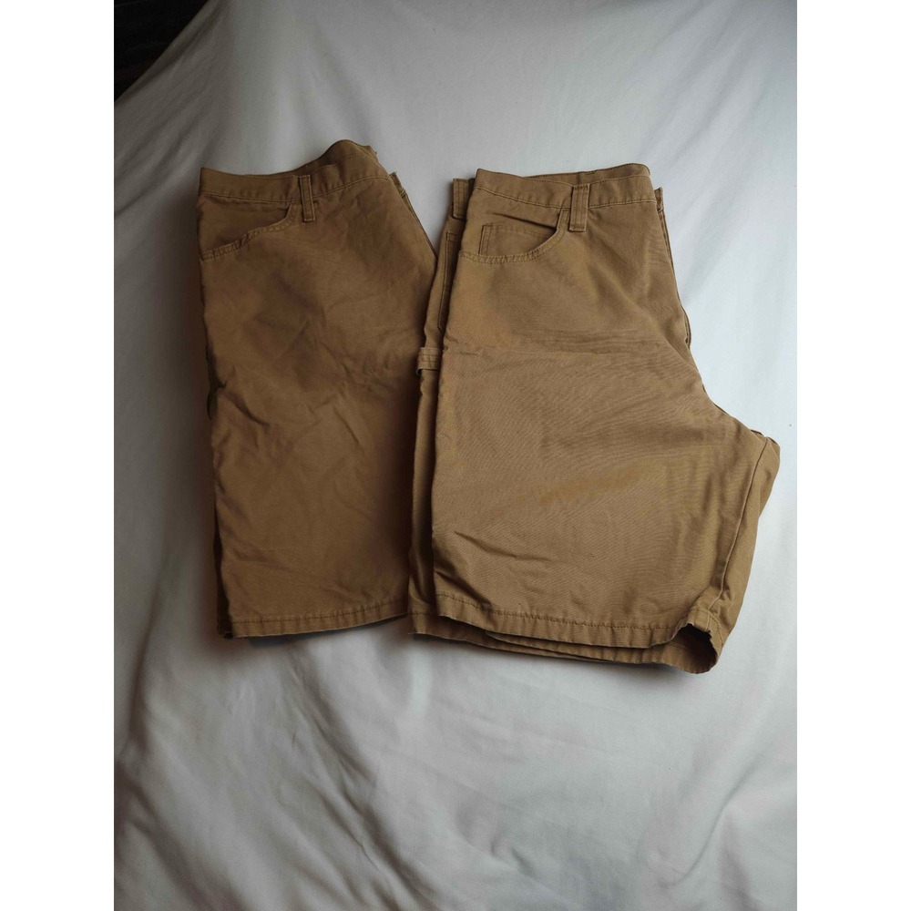 Lot of 2 Wrangler Mens Carpenter Shorts Brown Canvas Cotton Size 38